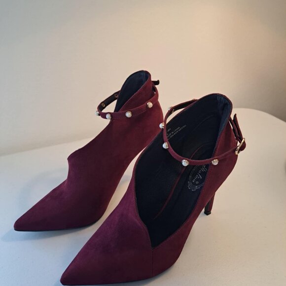 COMPAGNIA ITALIANA HEELS WOMENS SIZE 7.5 BURGANDY SUEDE - Picture 5 of 6